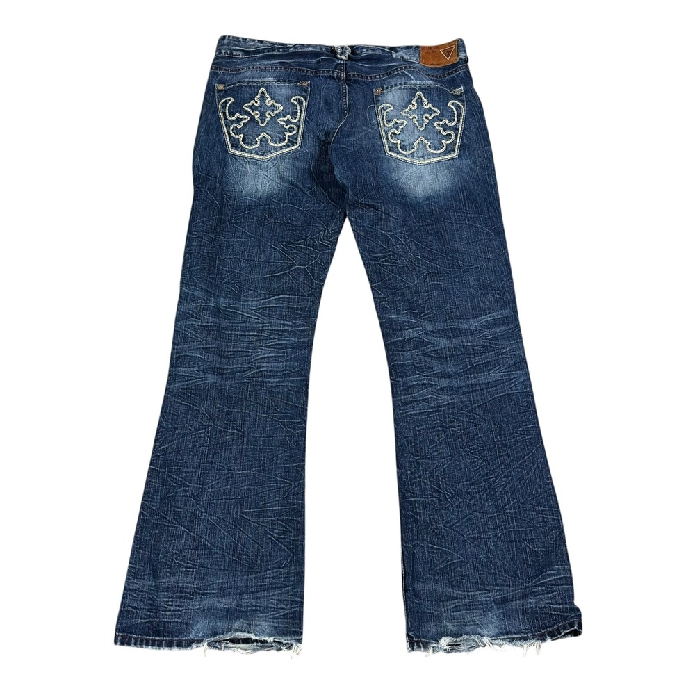 Guess Premium Y2K Dark Wash Wide Leg Embroidered Jeans Men's 38‎ (Fits 40x33.5)
